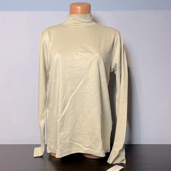 Natural Charter Club Pima Cotton Mock Turtleneck - Picture 1 of 4